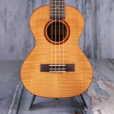 Lanikai Flame Maple Tenor Ukulele, Natural, front closeup