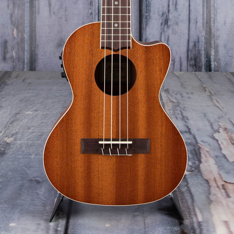 Lanikai Mahogany Tenor Acoustic/Electric Ukulele, Natural, front closeup