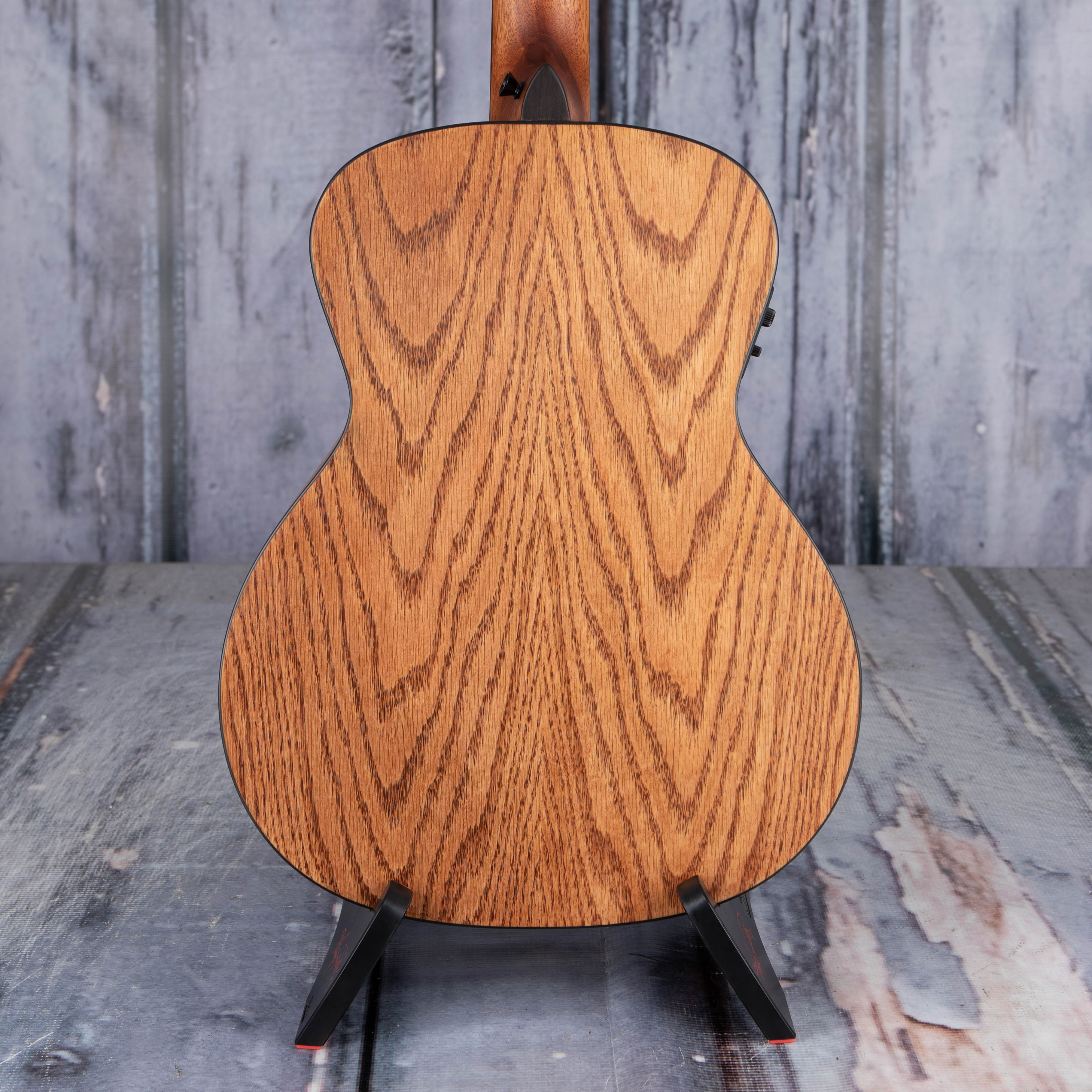 Lanikai Oak Bass Acoustic/Electric Ukulele, Natural, back closeup