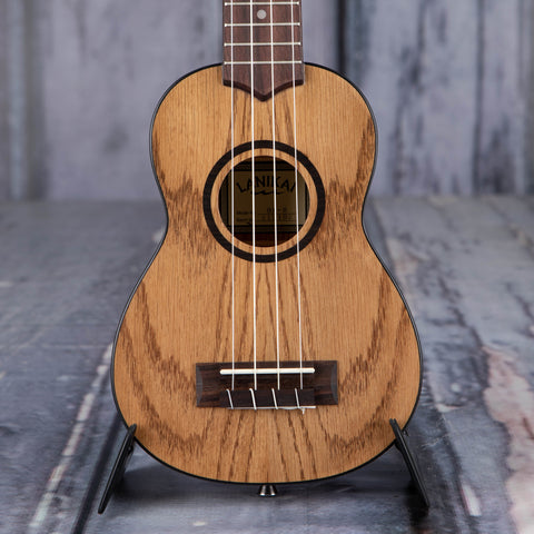 Lanikai Oak Soprano Ukulele, Natural, front closeup