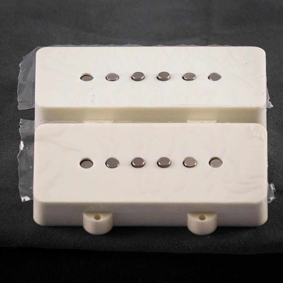 Lollar Jazmaster Neck & Bridge Pickup Set, White Ivory, front closeup