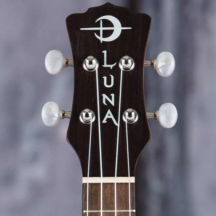 Luna Honu Tribal Turtle Soprano Ukulele Pack, Satin Natural, front headstock