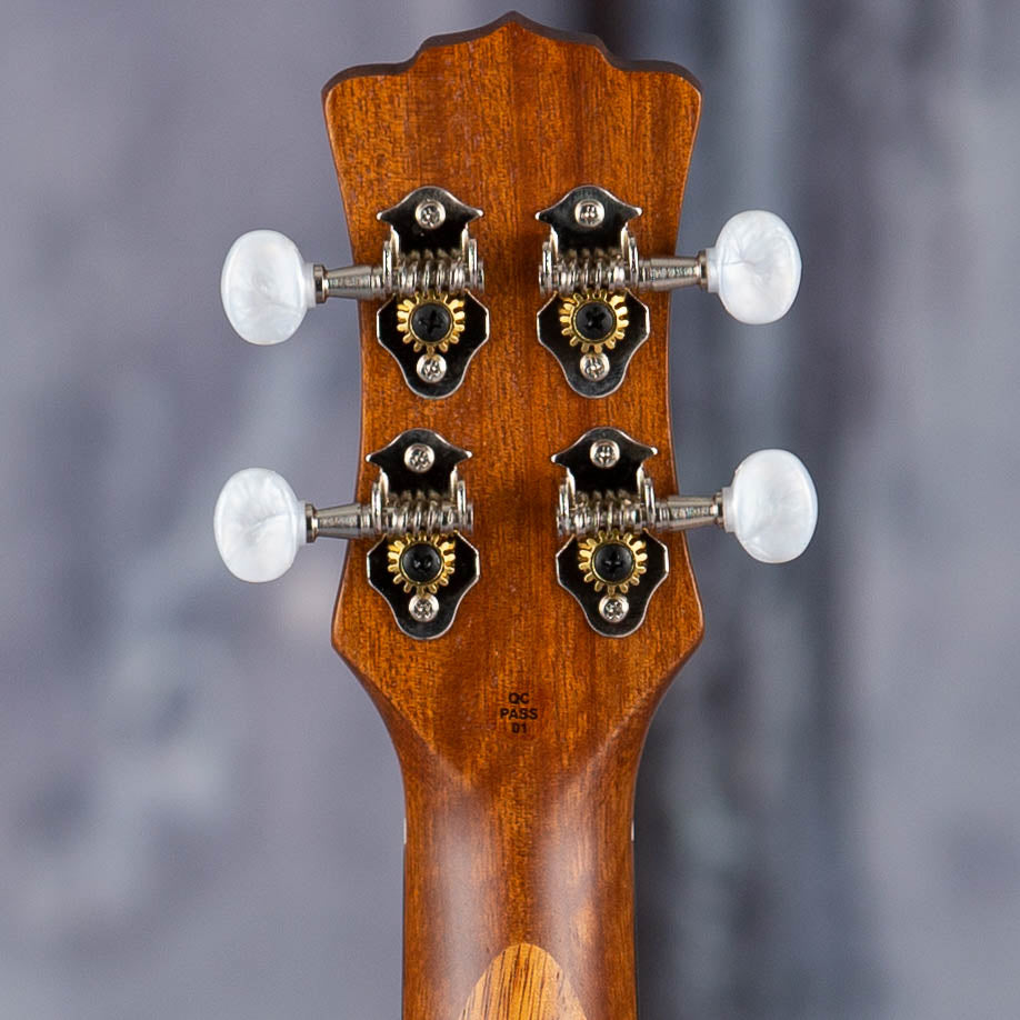 Luna Honu Tribal Turtle Soprano Ukulele Pack, Satin Natural, back headstock