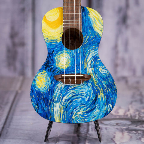 Luna Starry Night Concert Ukulele, Starry Night, front closeup