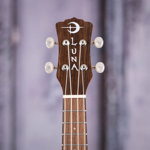 Luna Tribal Mahogany Pineapple Ukulele, Satin Natural, front headstock