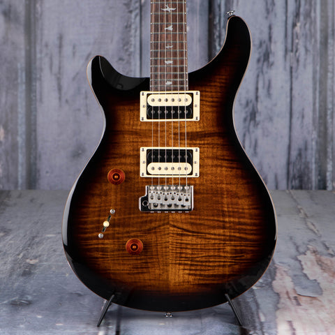 Paul Reed Smith SE Custom 24 Left-Handed Electric Guitar, Black Gold Sunburst, front closeup