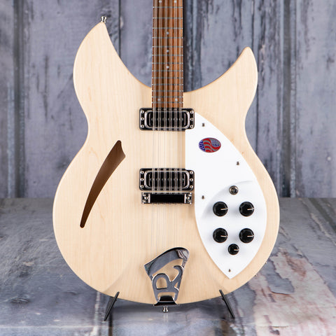 Rickenbacker 330/12MG Thinline Semi-Hollowbody Guitar, Mapleglo, front closeup
