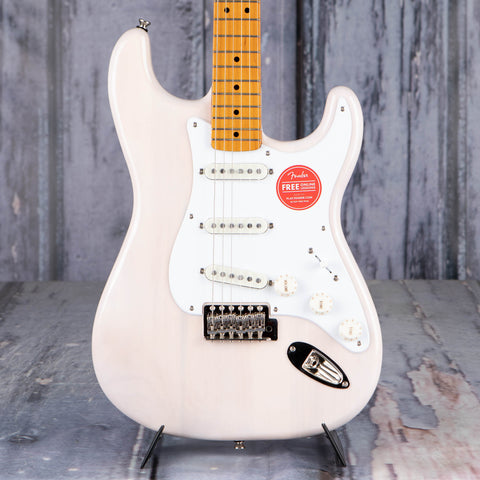 Squier Classic Vibe '50s Stratocaster Electric Guitar, White Blonde, front closeup