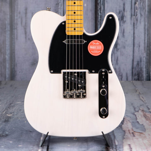 Squier Classic Vibe '50s Telecaster Electric Guitar, White Blonde, front closeup