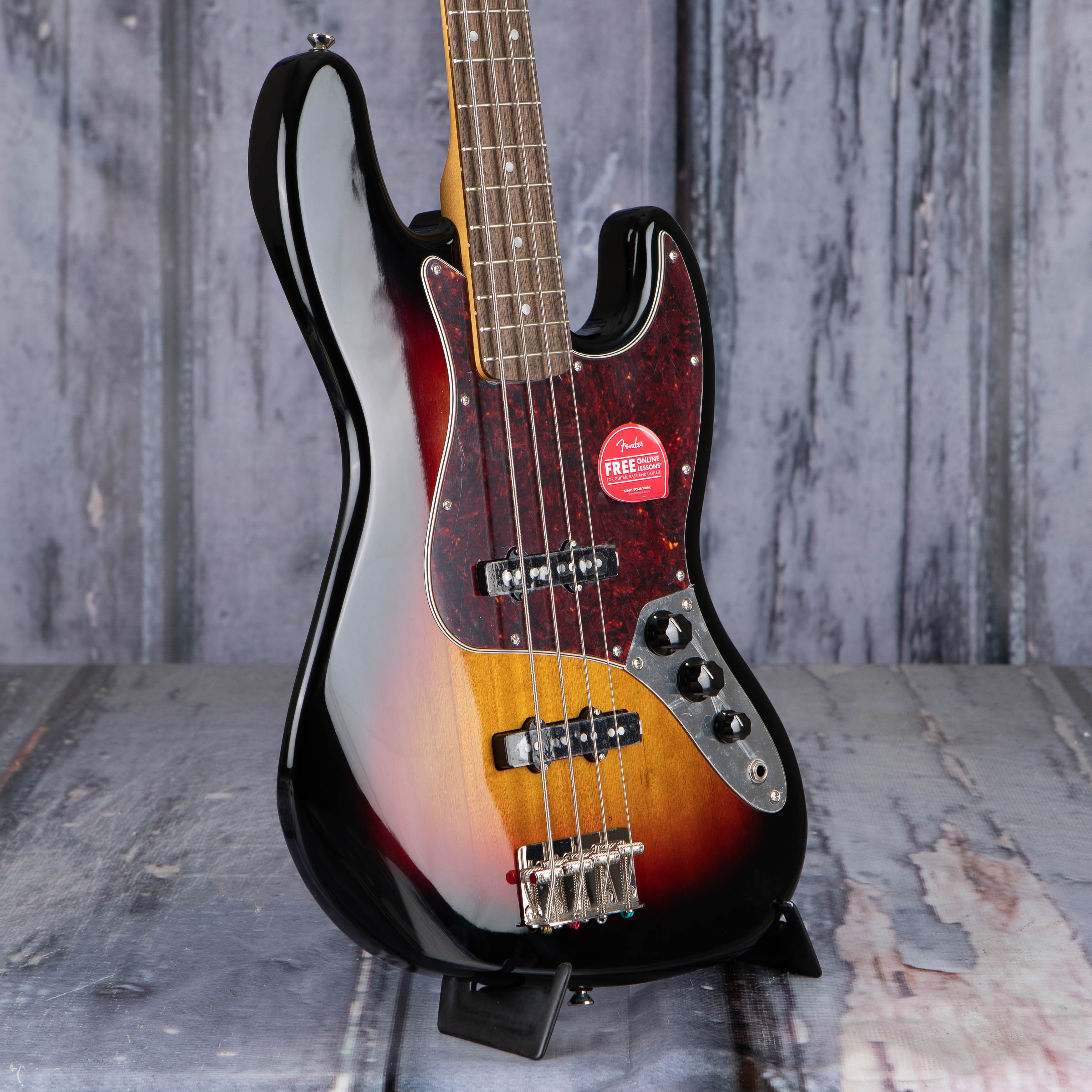 Squier Classic Vibe '60s Jazz Bass Guitar, 3-Color Sunburst, angle