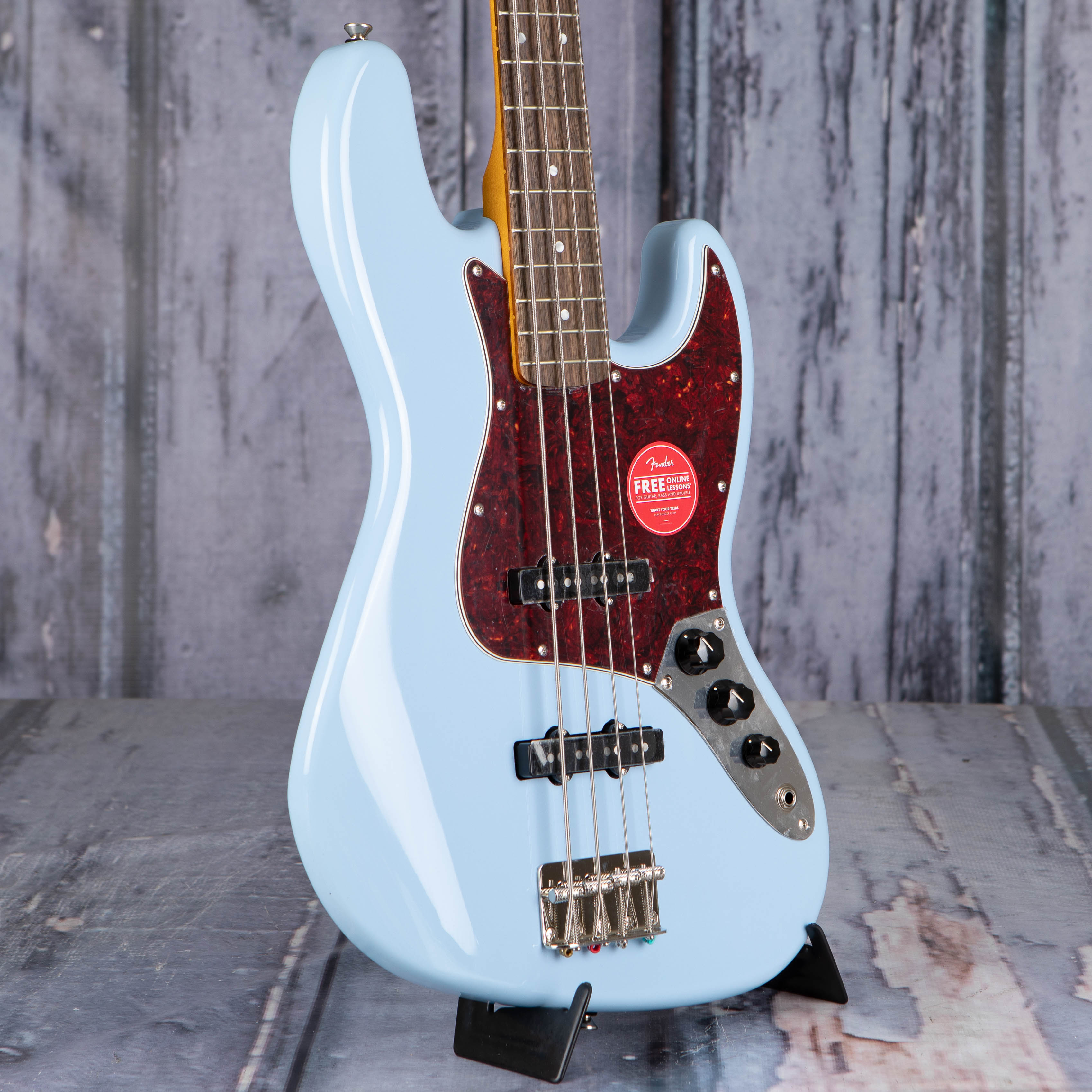 Squier Classic Vibe '60s Jazz Bass Guitar, Daphne Blue, angle