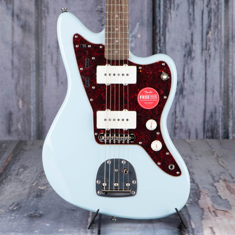 Squier Classic Vibe '60s Jazzmaster Electric Guitar, Sonic Blue, front closeup