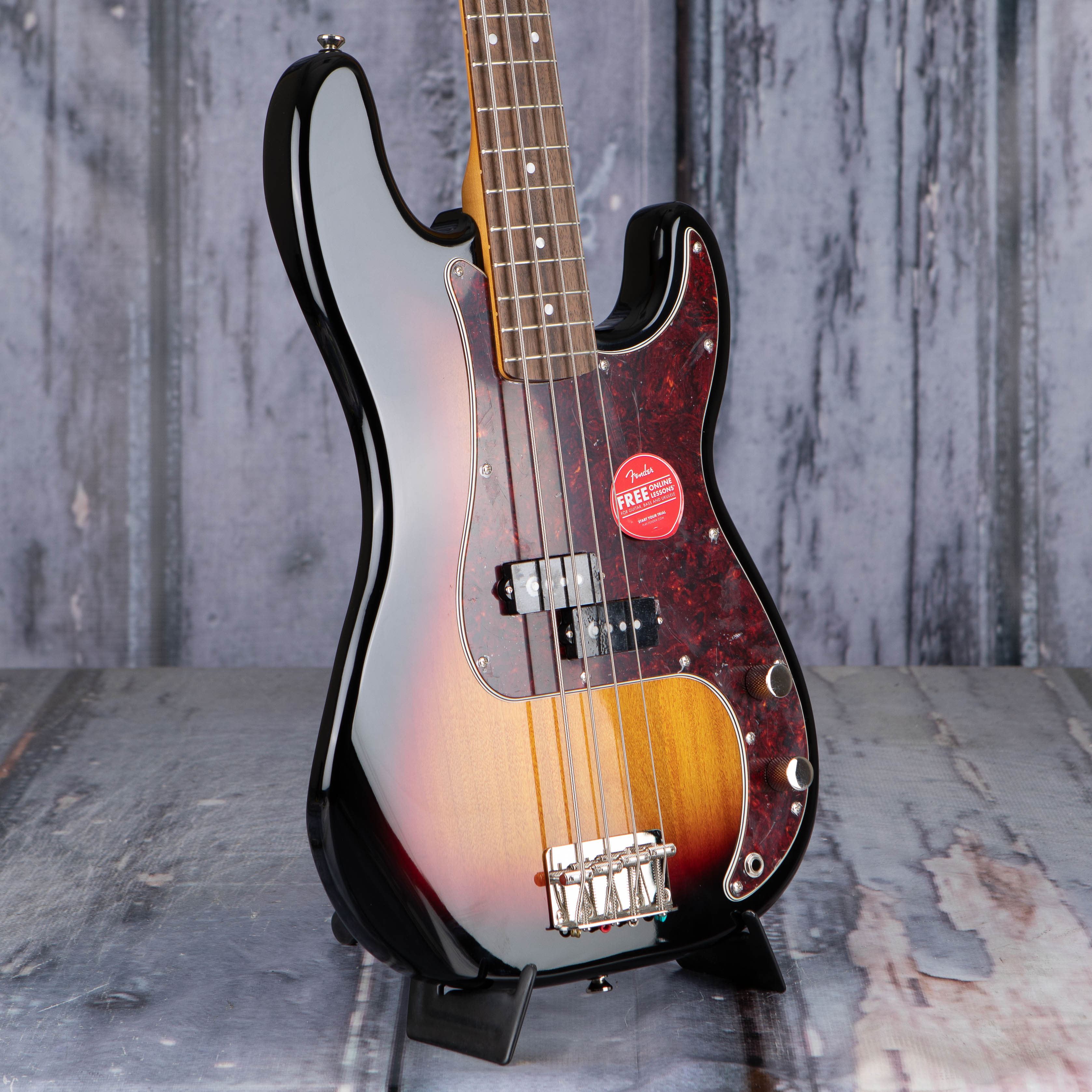 Squier Classic Vibe '60s Precision Bass Guitar, 3-Color Sunburst, angle