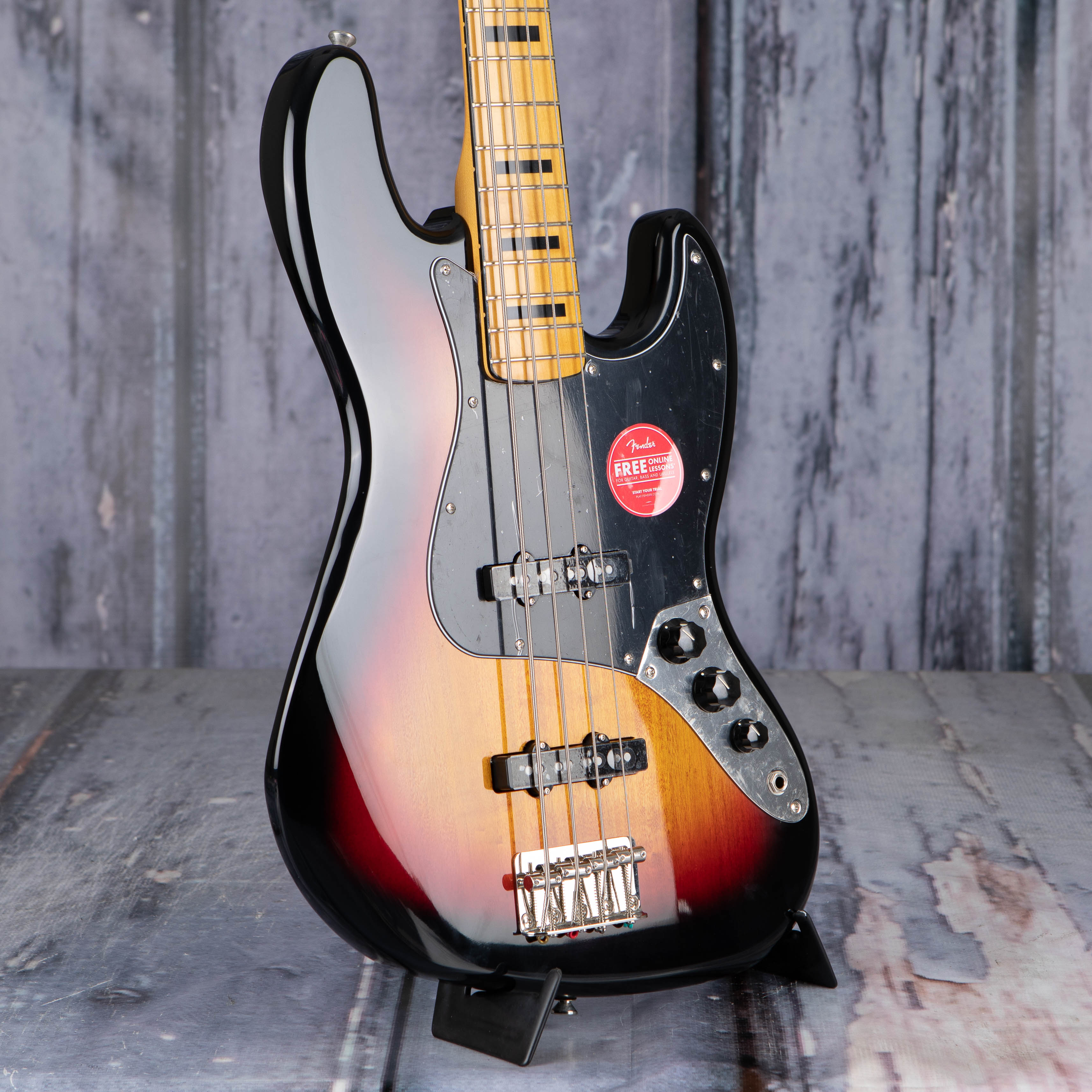 Squier Classic Vibe '70s Jazz Bass Guitar, 3-Color Sunburst, angle