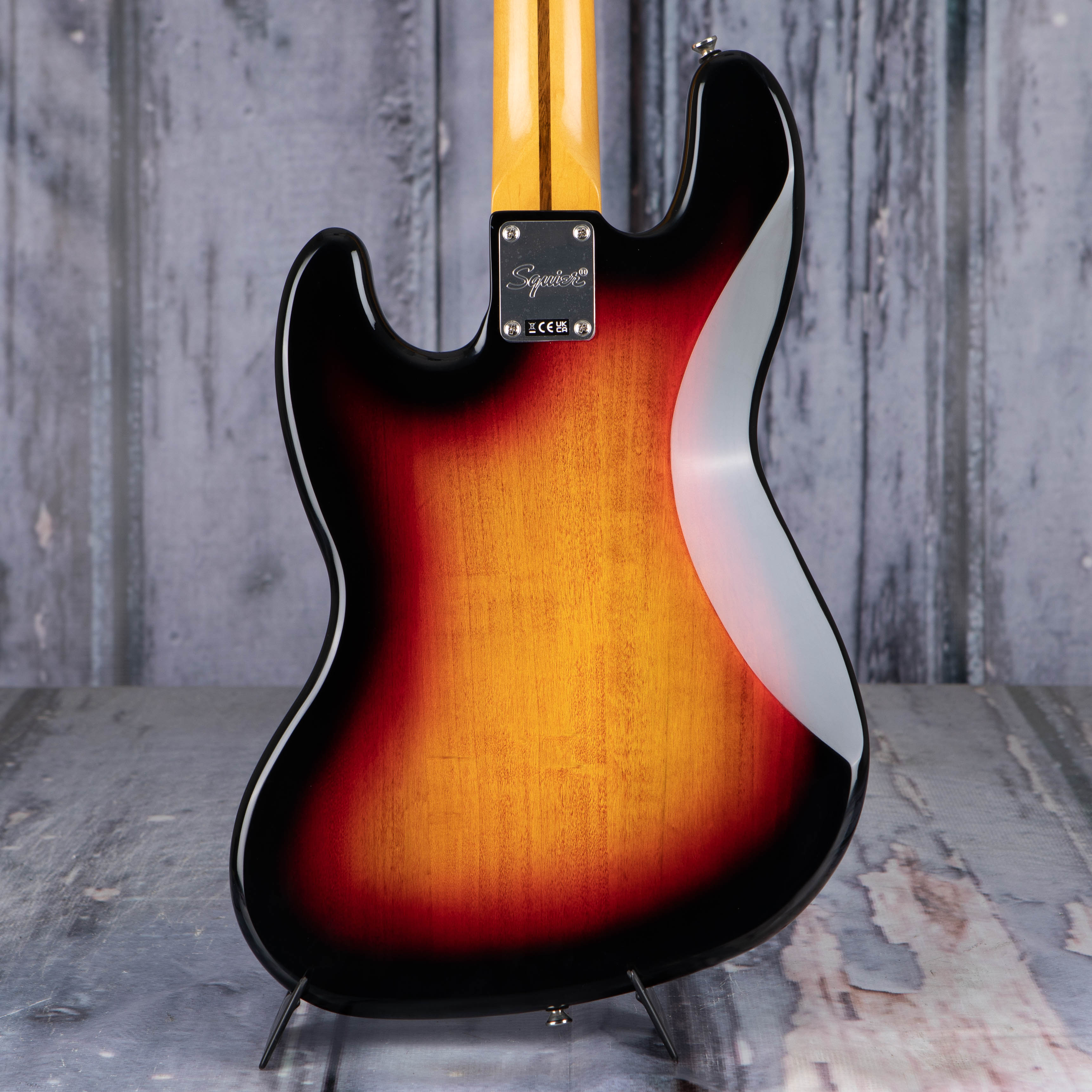 Squier Classic Vibe '70s Jazz Bass Guitar, 3-Color Sunburst, back closeup