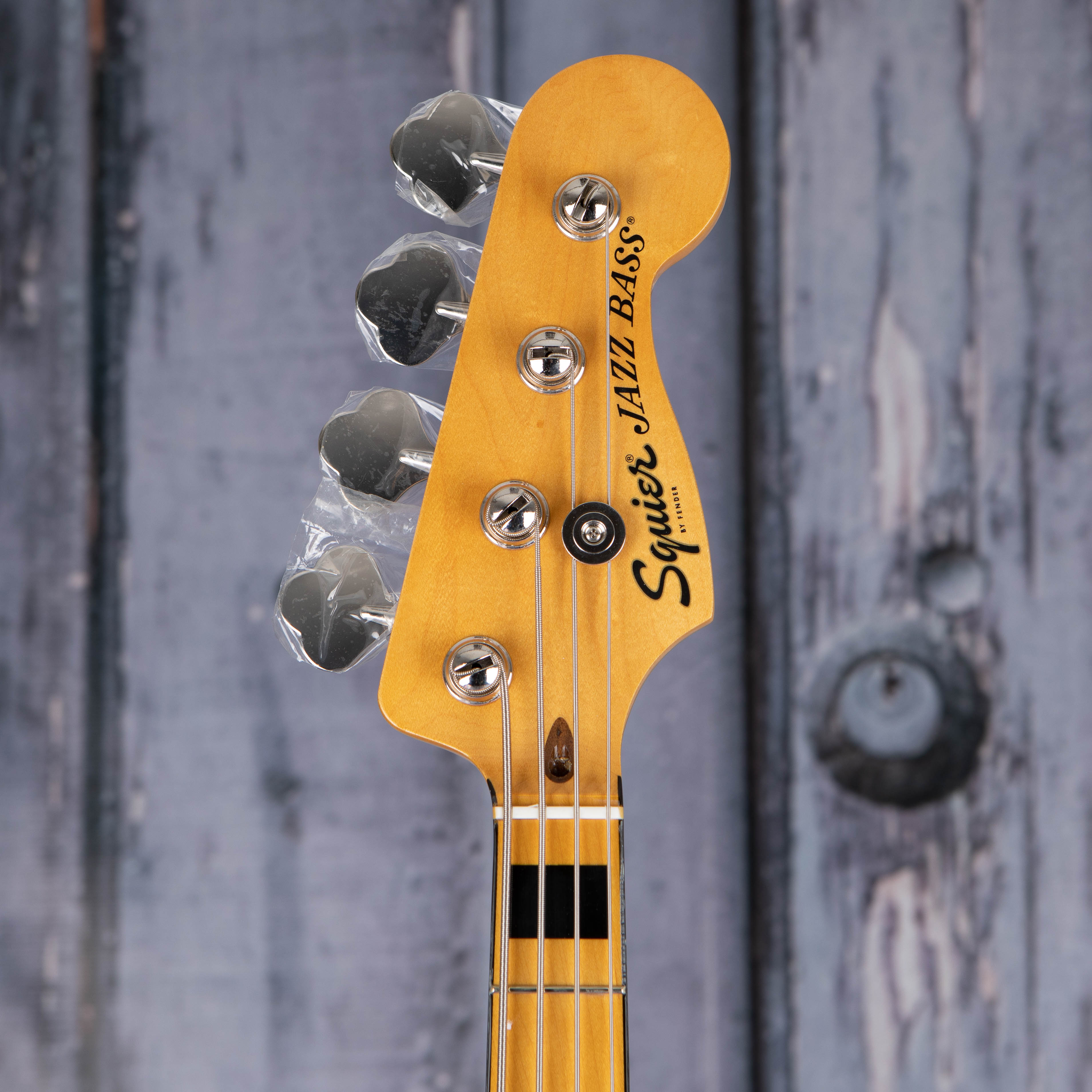 Squier Classic Vibe '70s Jazz Bass Guitar, 3-Color Sunburst, front headstock