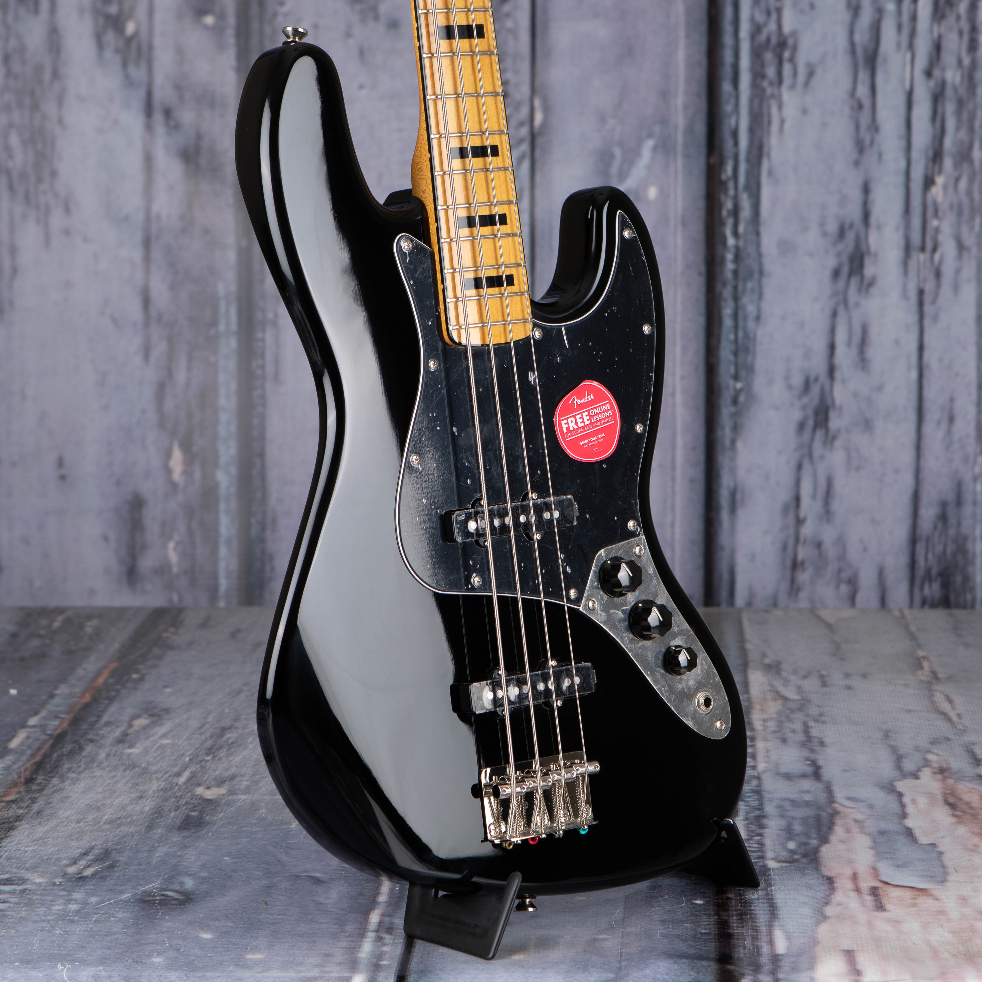 Squier Classic Vibe '70s Jazz Bass Guitar, Black, angle