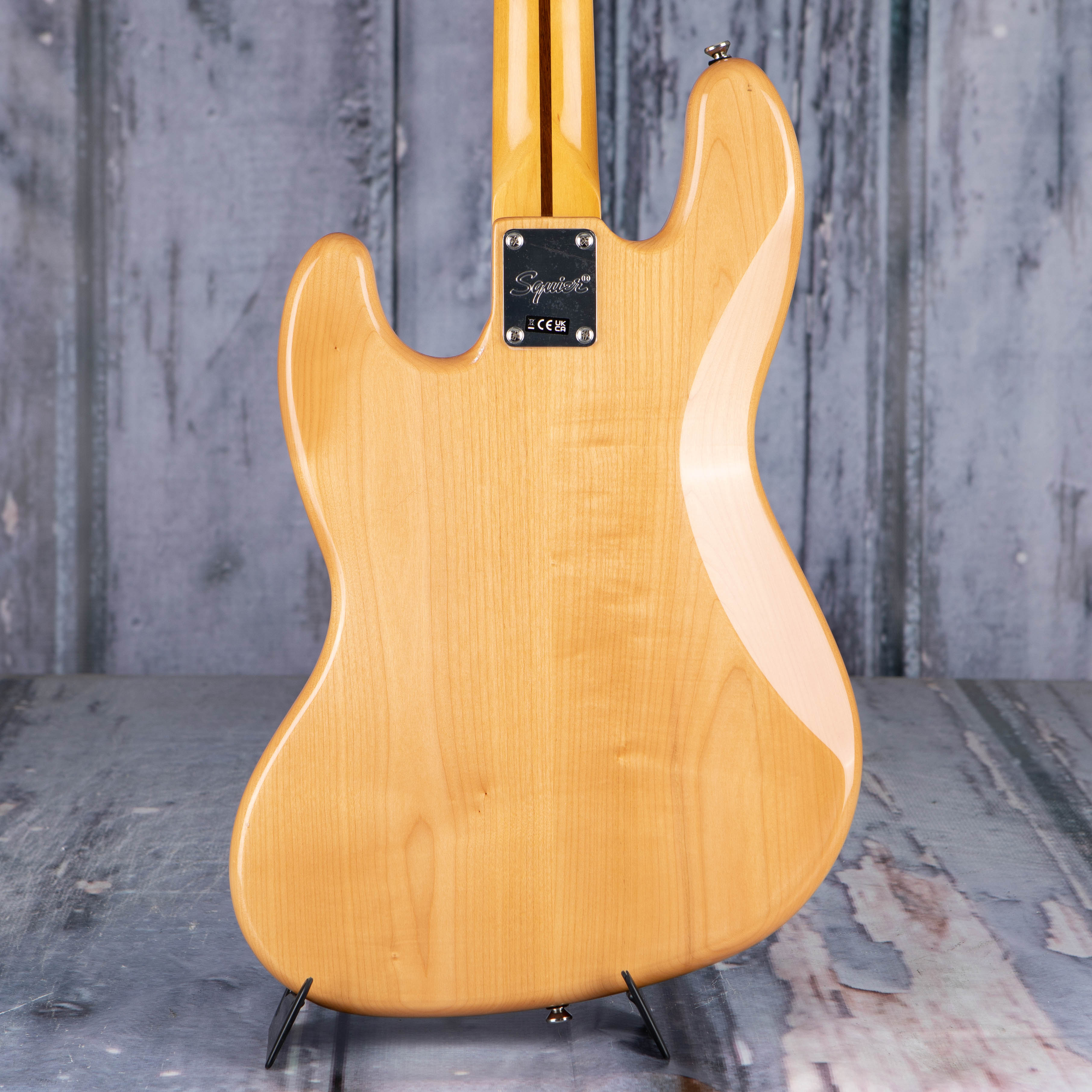 Squier Classic Vibe '70s Jazz Bass Guitar, Natural, back closeup