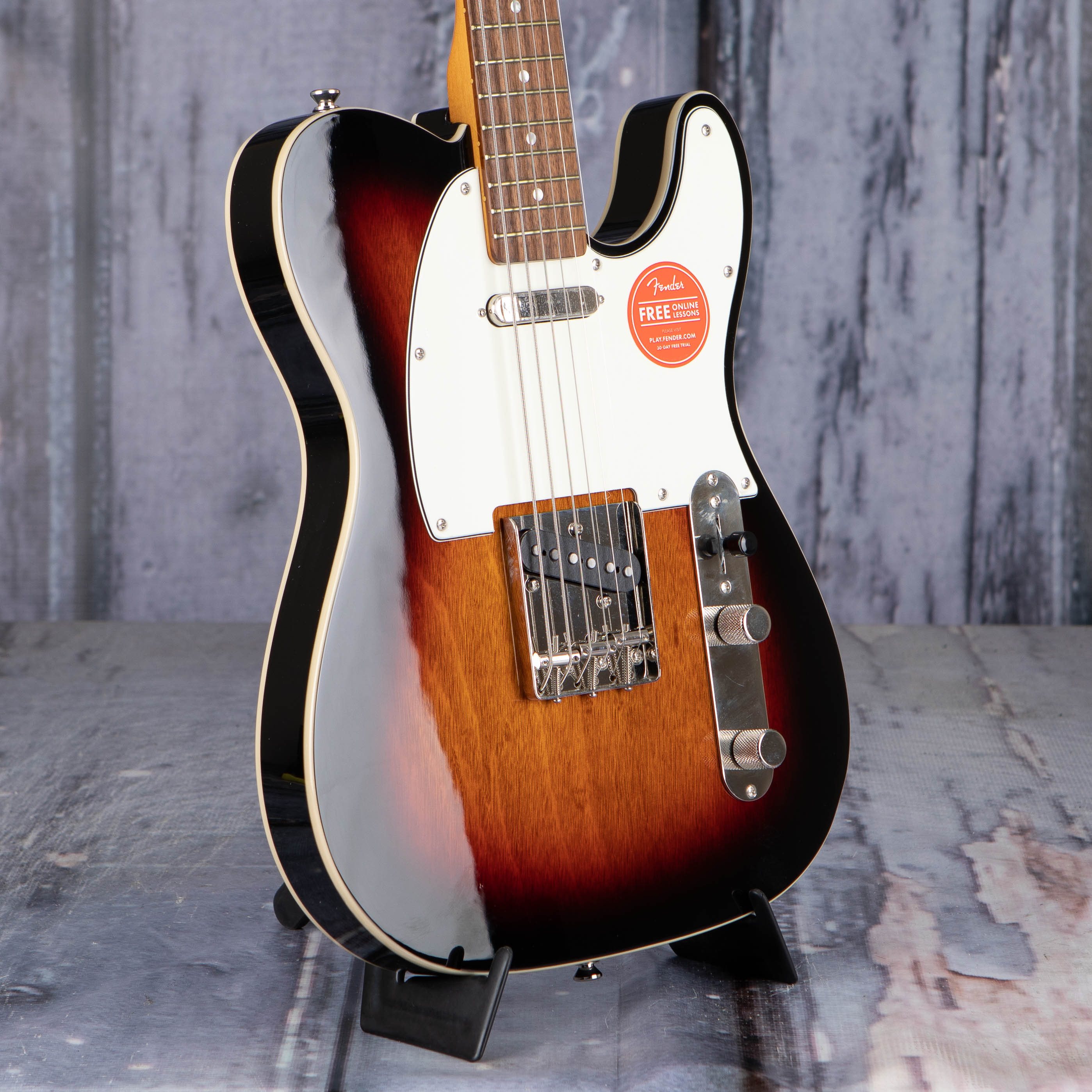 Squier Classic Vibe Baritone Custom Telecaster Electric Guitar, 3-Color Sunburst, angle
