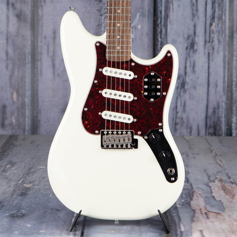 Squier Paranormal Cyclone Electric Guitar, Pearl White, front closeup