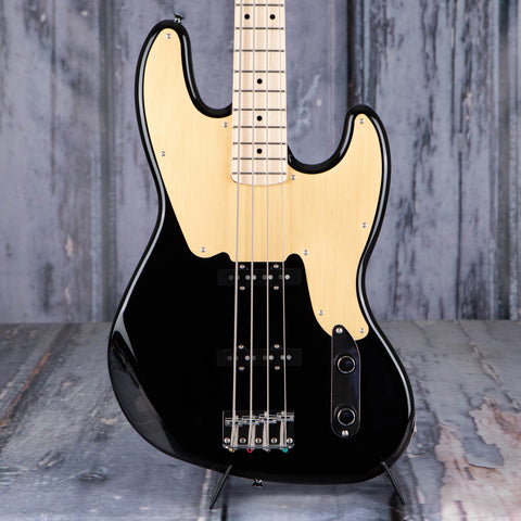 Squier Paranormal Jazz Bass '54 Bass Guitar, Black, front closeup
