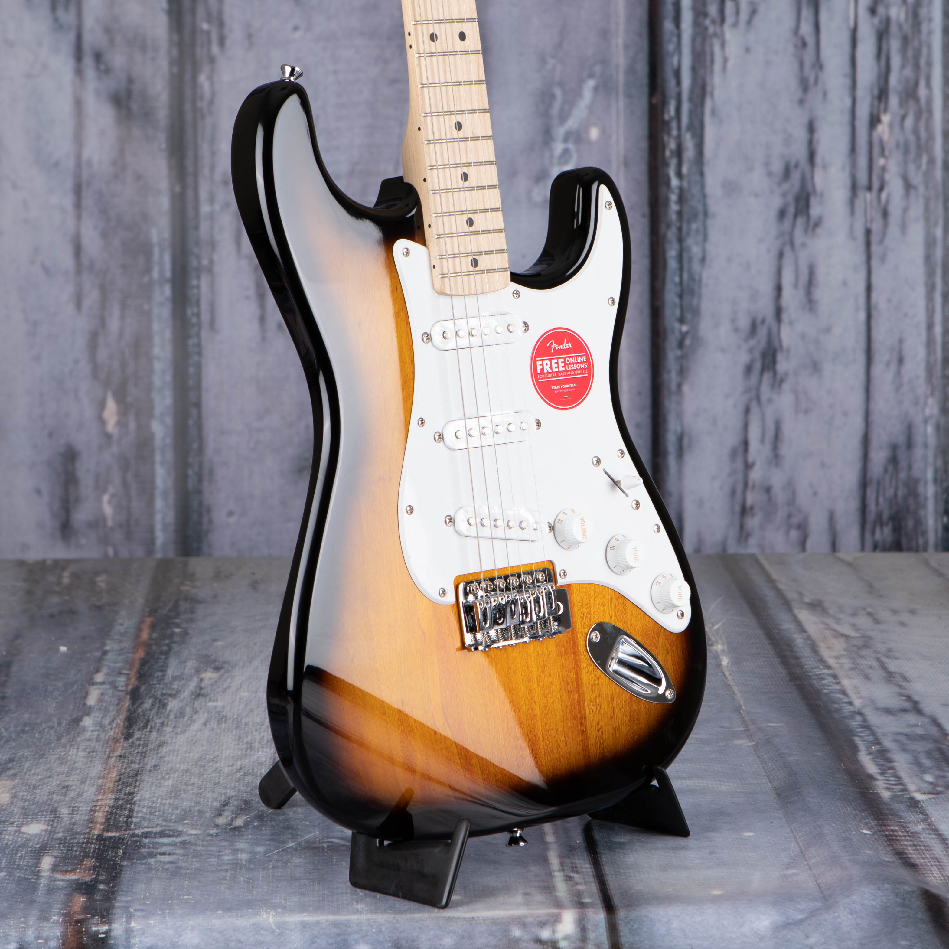 Squier Sonic Stratocaster Electric Guitar, 2-Color Sunburst, angle