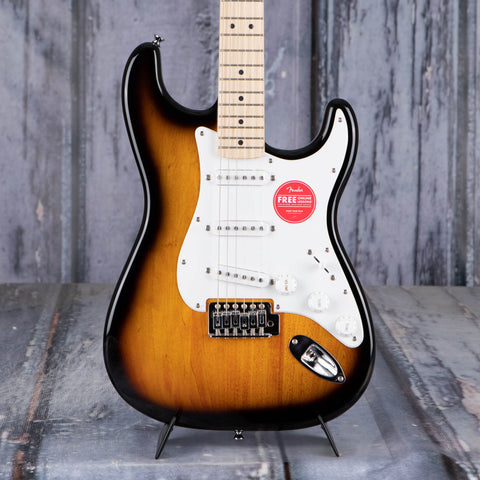 Squier Sonic Stratocaster Electric Guitar, 2-Color Sunburst, front closeup