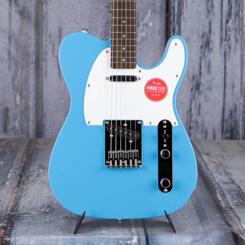 Squier Sonic Telecaster Electric Guitar, California Blue, front closeup