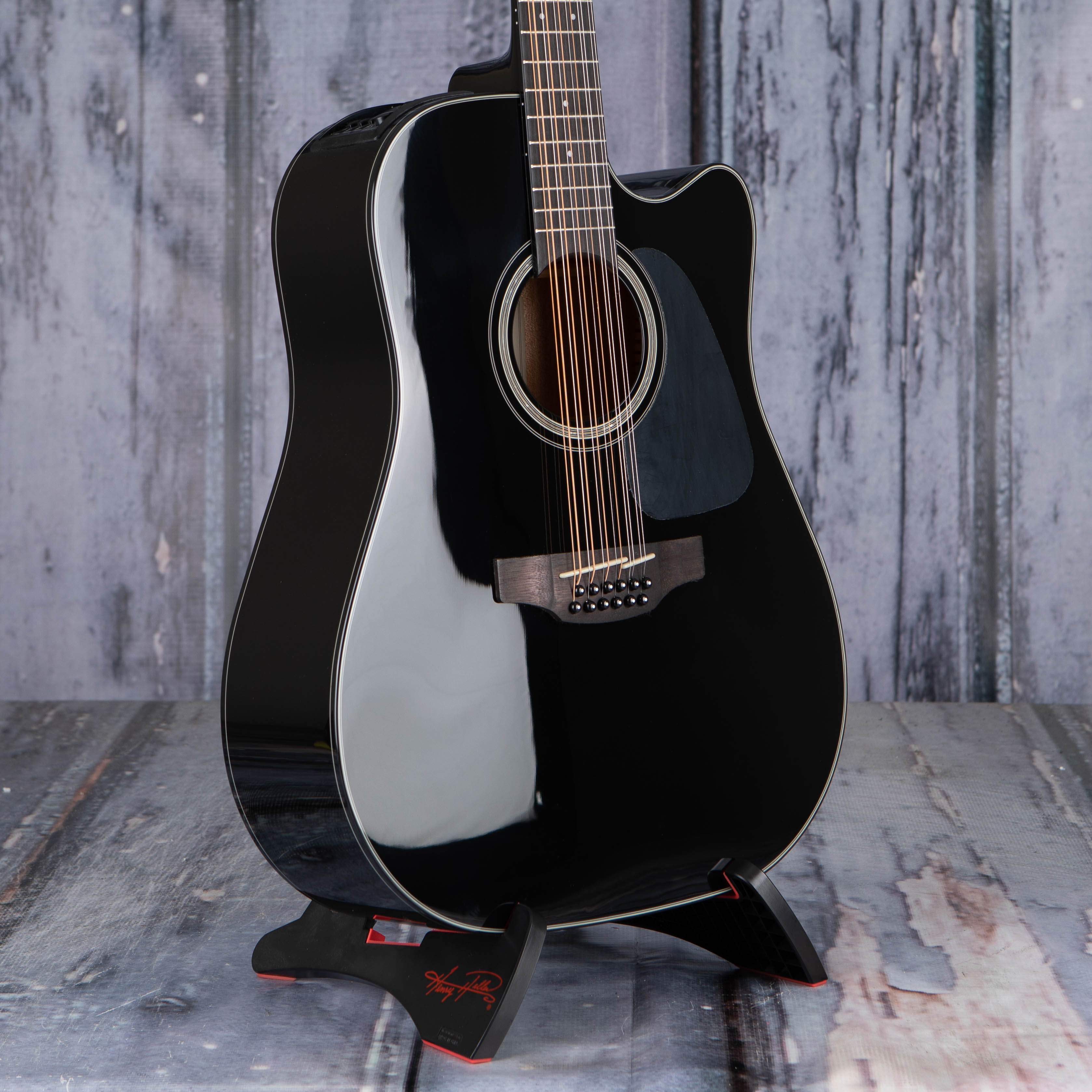 Takamine GD30CE-12 Dreadnought Acoustic/Electric Guitar, Black, angle