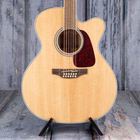 Takamine GJ72CE-12NAT Jumbo 12-String Acoustic/Electric Guitar, Natural, front closeup