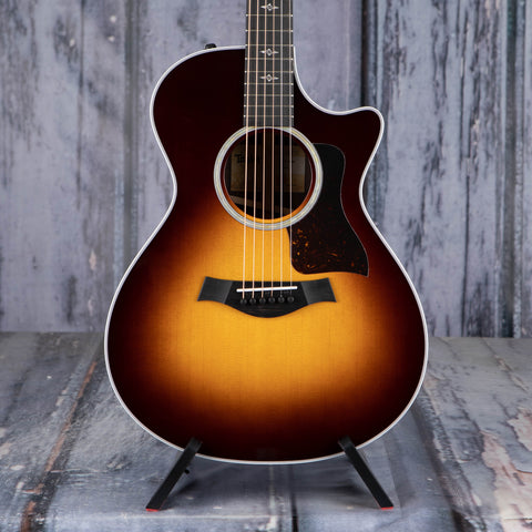 Taylor 412ce-R V-Class Acoustic/Electric Guitar, Tobacco Sunburst, front closeup