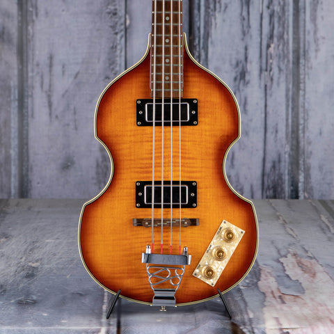 Used Epiphone Viola Bass Guitar, 2006, Vintage Sunburst, front closeup