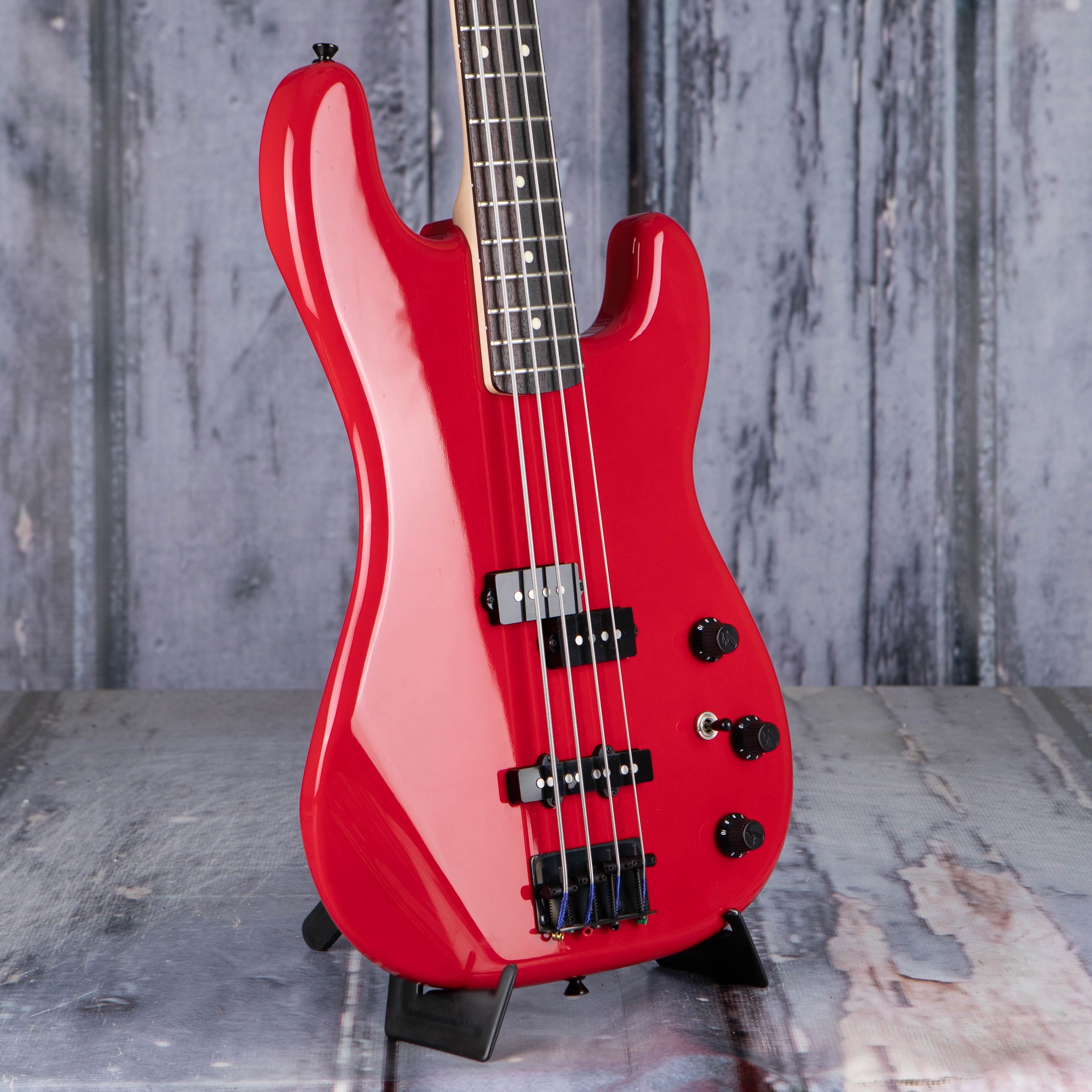 Used Fender Boxer Series Precision Bass Guitar, Torino Red, angle