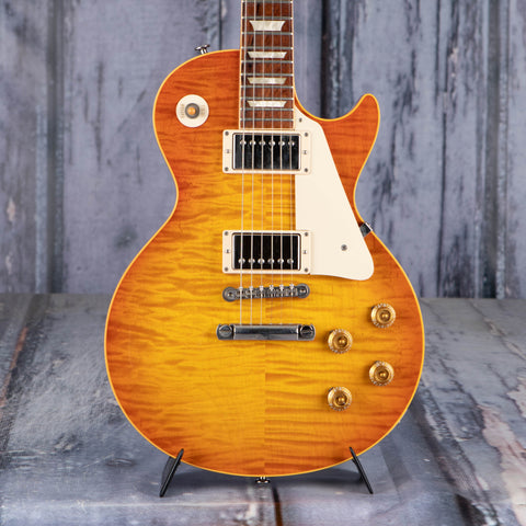 Used Gibson Custom Shop 1959 Les Paul Electric Guitar, 2004, Cherry Sunburst, front closeup
