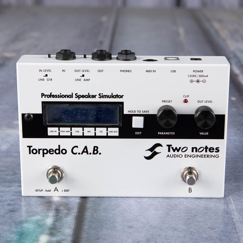 Used Two Notes Audio Engineering Torpedo C.A.B. Professional Speaker Simulator Effects Pedal, front