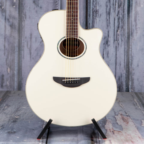 Yamaha APX100 Acoustic/Electric Guitar, Vintage White, front closeup