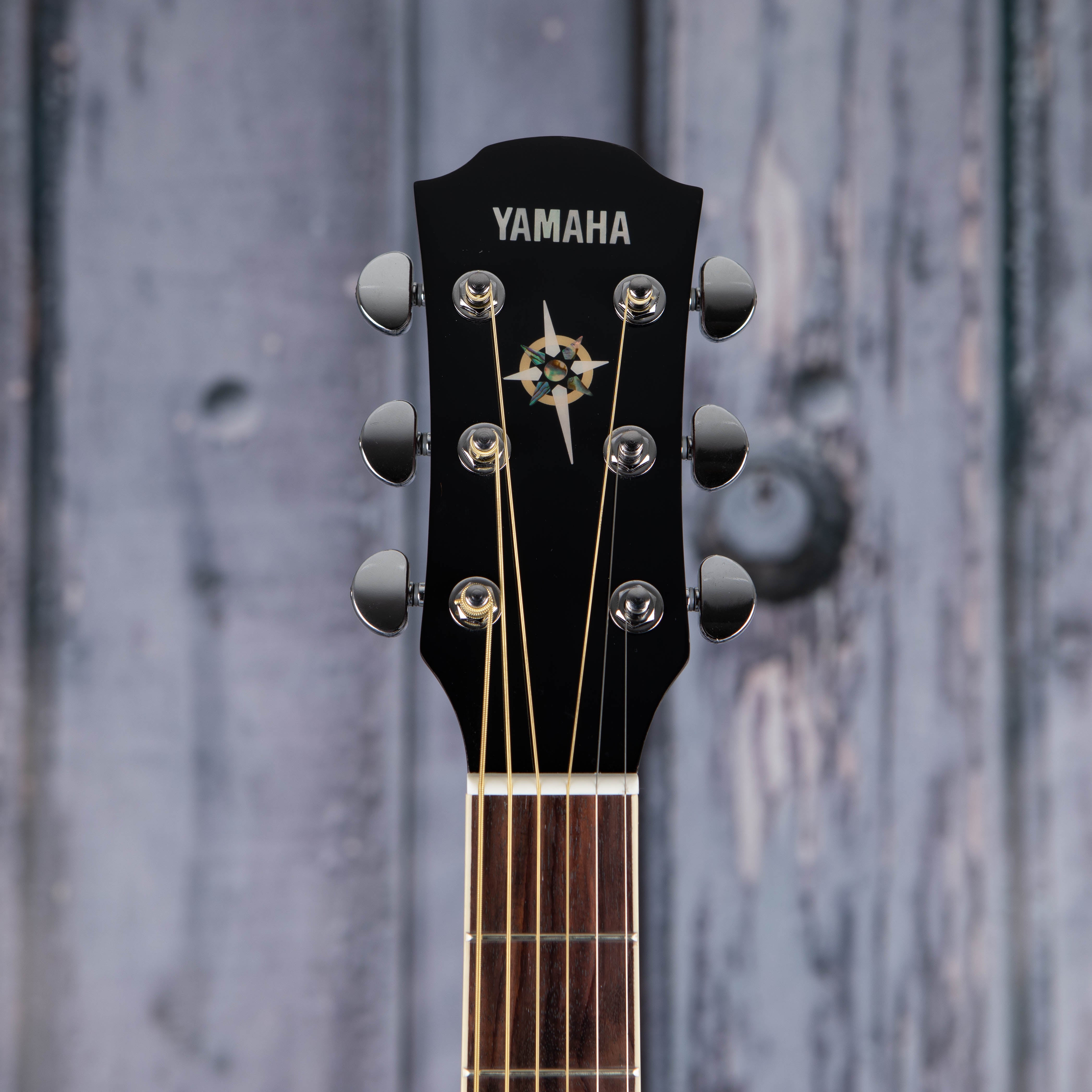 Yamaha CPX600 Medium Jumbo Cutaway Acoustic/Electric Guitar, Old Violin Sunburst, front headstock
