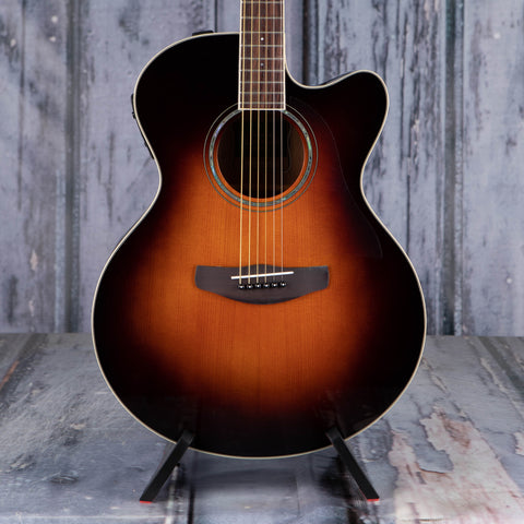 Yamaha CPX600 Medium Jumbo Cutaway Acoustic/Electric Guitar, Old Violin Sunburst, front closeup
