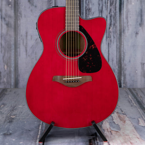 Yamaha FSX800C Concert Cutaway Acoustic/Electric Guitar, Ruby Red, front closeup