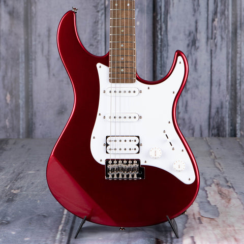 Yamaha PAC012 Pacifica Electric Guitar, Metallic Red, front closeup
