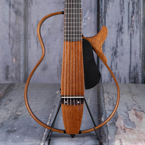 Yamaha SLG200N NT Silent Classical Acoustic/Electric Guitar, Natural, front closeup