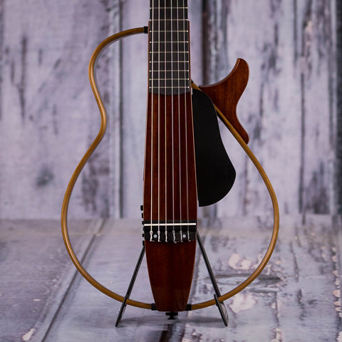 Yamaha SLG200NW Silent Classical Guitar, Natural, front closeup