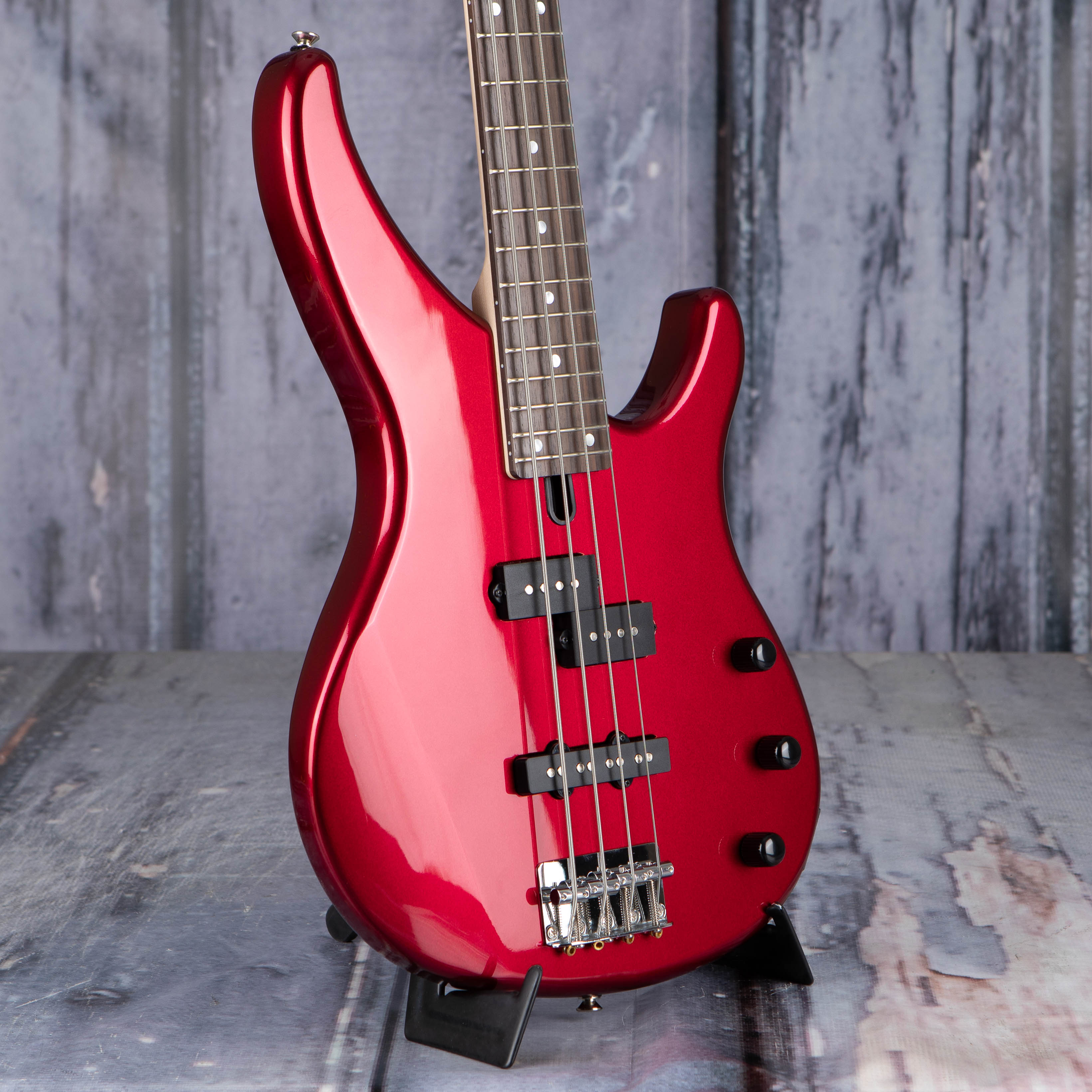 Yamaha TRBX174 Electric Bass Guitar, Metallic Red, angle