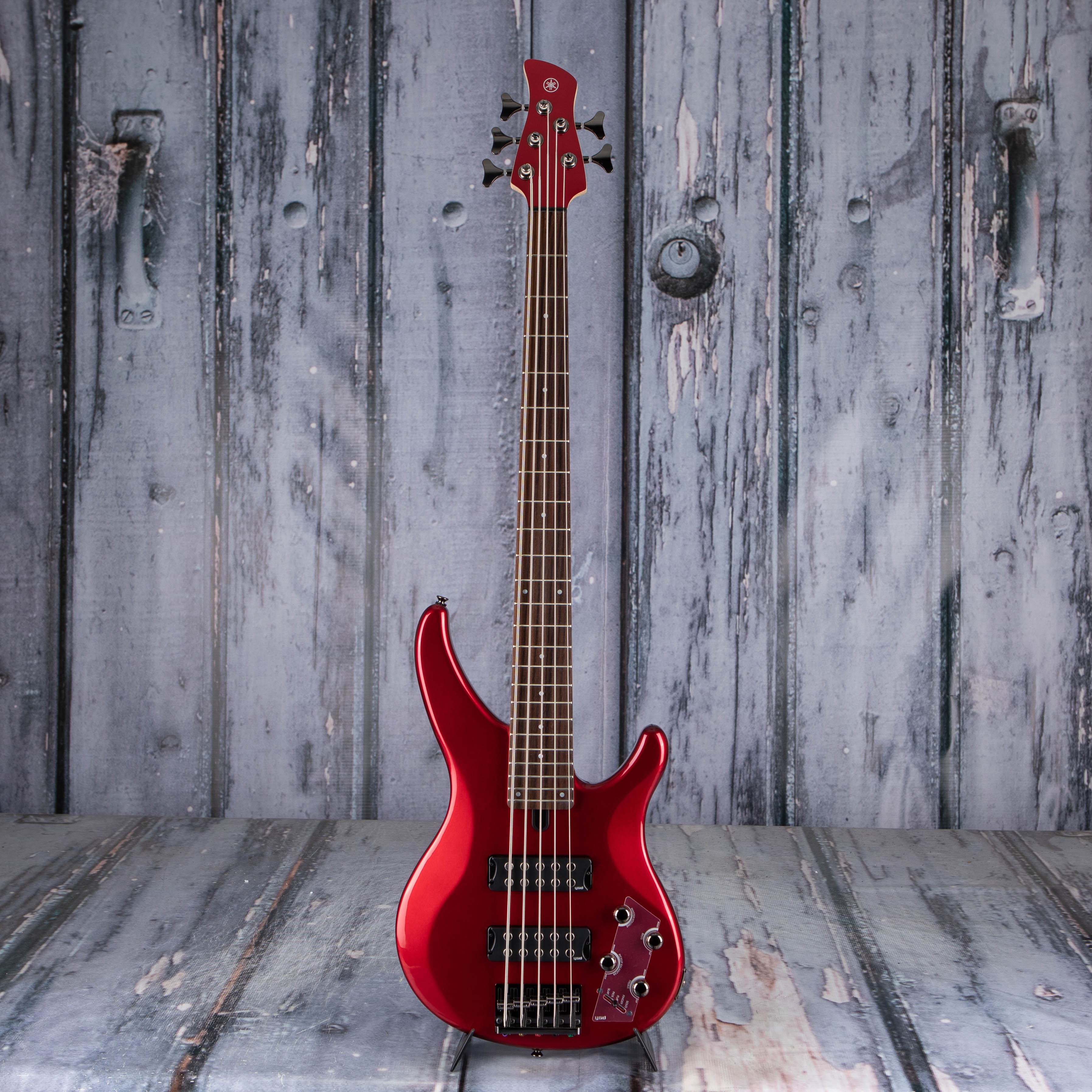 Yamaha TRBX305 5-String Electric Bass Guitar, Candy Apple Red, front