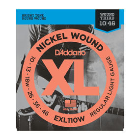 D'Addario EXL110W Nickel Wound, Regular Light, Wound 3rd, 10-46